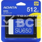 Накопитель SSD ADATA SU650, 512Gb, SATA III, 2.5