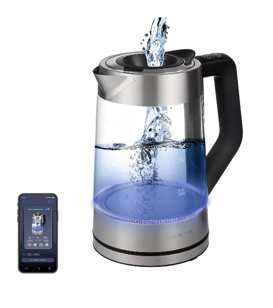 Чайник электрический POLARIS PWK1725CGLD WIFI IQ Home, 1,7 л, 2200 Вт, стекло