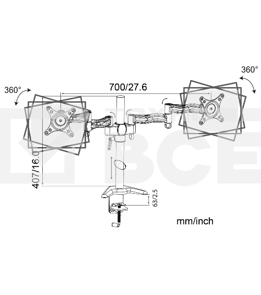Кронштейн для мониторов Cactus CS-VM-D08-BK черный 13