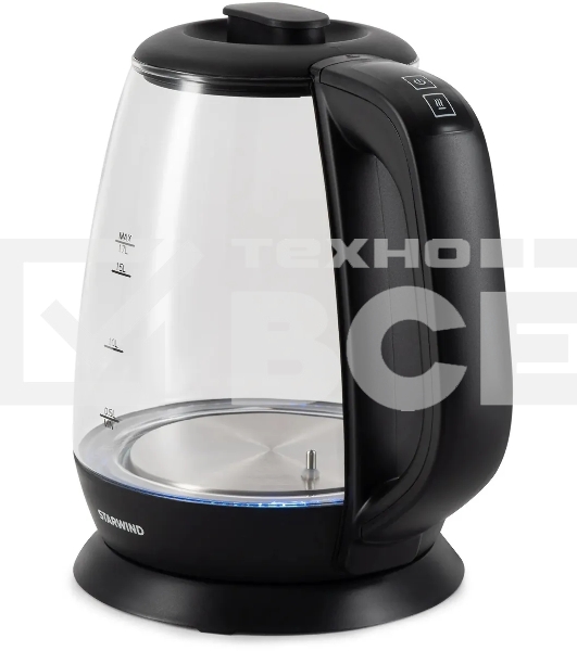 Чайник электрический Starwind SKS3036 1.7л. 2200Вт черный корпус: стекло