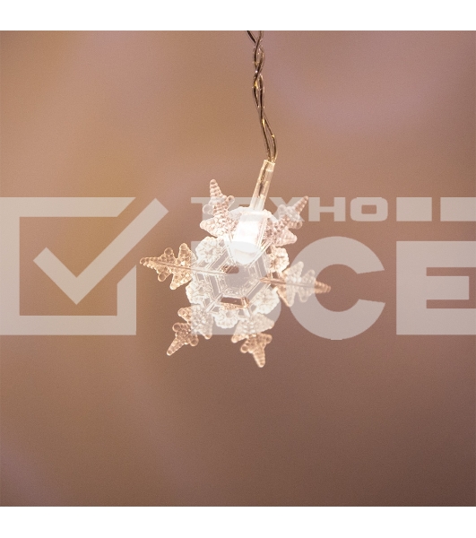 Гирлянда светод. Funray Бахрома IC100WWS, 2x0.6м, 100ламп, теплый белый, со снежинками, IP20