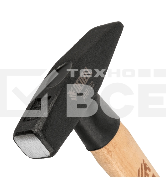 Молоток слесарный Denzel 300 г, кованый квадратный боек, буковая рукоятка