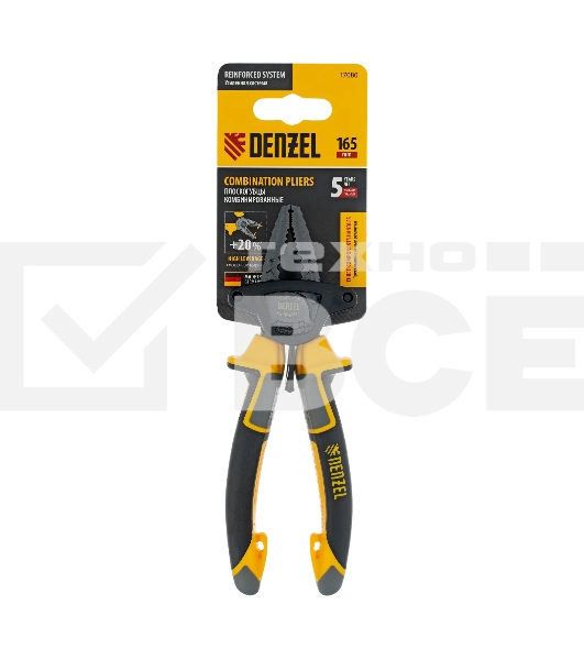 Плоскогубцы комбинированные Denzel 165 мм, трехкомпонентные рукоятки