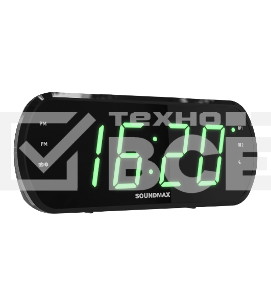 Радиочасы Soundmax SM-1562U (черный с зеленым)
