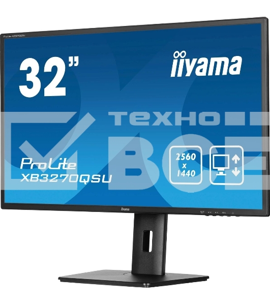 Монитор 31.5' Iiyama ProLite XB3270QSU-B1 IPS 2560x1440, 100 Гц, 3 мс, 16:9, 250 кд/м², HDMI 2.0, DP 1.4, 3.5 Jack, USB Hub (3x USB 3.0), динамики (2x2 Вт), черный