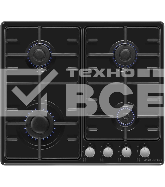 Газовая варочная панель Maunfeld EGHE.64.3STS-EB/G, 4 конфорки, эмалированная сталь, черный