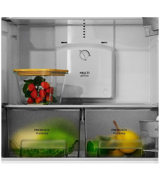 Холодильник BENOIT-344 серебристый металлопласт, с системой онлайн мониторинга двухкамерный 220/124л морозилка снизу, No Frost