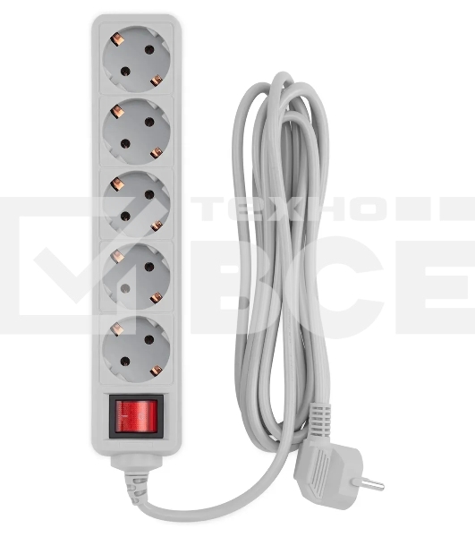 Сетевой фильтр PC Pet AP01006-3-GR 3м (5 розеток) серый