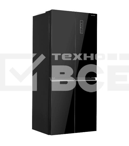 Холодильник Maunfeld MFF183NFBE черный трехкамерный инвертор 270/135л морозилка снизу, Total NoFrost, Side by Side