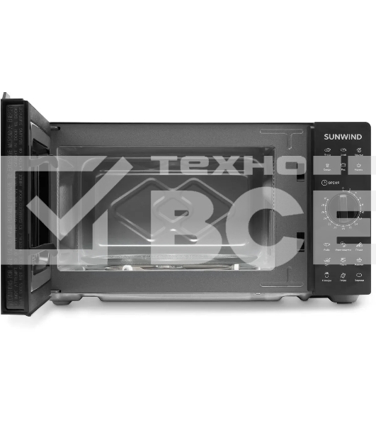 Микроволновая печь SunWind SUN-MW002 черный, 20 л, 700 Вт, переключатели - поворотный механизм