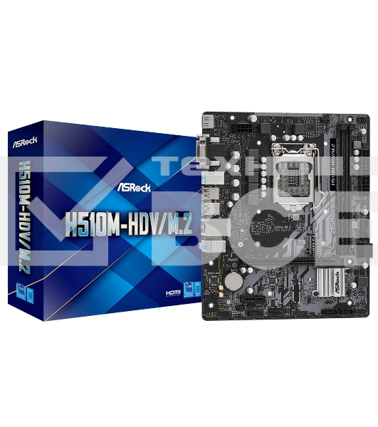 Материнская плата ASRock H510M-HDV/M.2 SE, LGA 1200, Intel H470, 2xDDR4, 4xSATA, 1xM.2, 1xPCIe 4.0 x16, 1xPCIe x1, 1xDVI-D, 1xHDMI, 1xVGA, 1x 1Gb LAN, 2xUSB 2.0, 4xUSB 3.2 Gen 1, 3x3.5 мм, 7.1, mATX