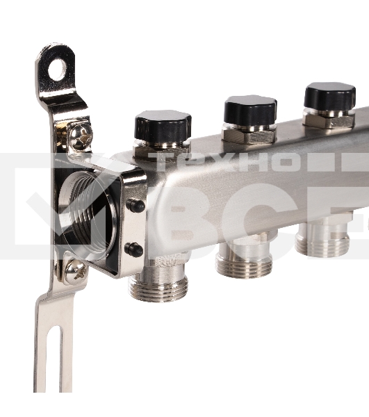 Коллектор Royal Thermo нерж. в сборе универсальный 1' ВР-3/4' НР с автомат. воздухоотвод-ми 10 вых.