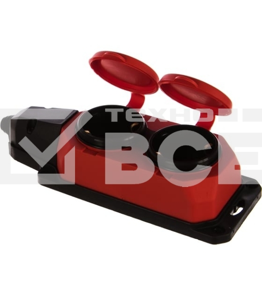 Колодка каучуковая ЭРА с/з 2 гн 16A IP44 красная (12/120/720)