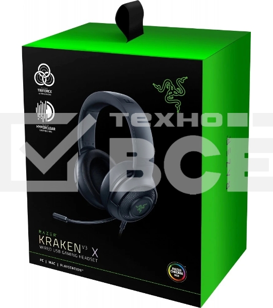 Гарнитура Razer Kraken V3 X чёрный, проводная, USB