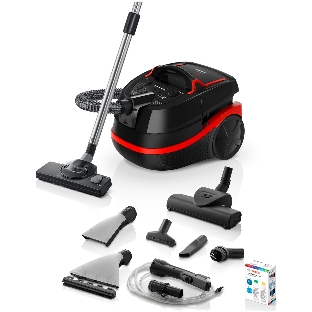 Пылесос моющий Bosch BWD421POW черный/красный, 2100 Вт, уборка сухая/влажная, пылесборник контейнер 2,5 л