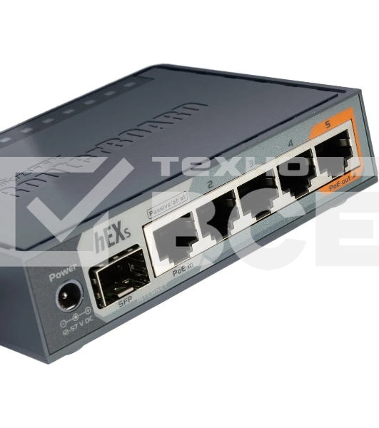 PoE-маршрутизатор MikroTikRB760iGS2 ядра (880 МГц), 5х 1G RJ45, SFP, USB, MicroSD, раздача PoE (HEX S)