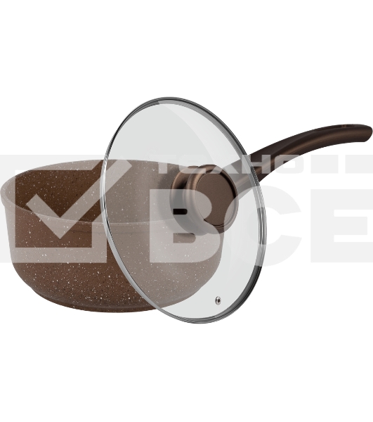 Ковш Maunfeld Carmel MF18CRM01SP из литого алюминия со стеклянной крышкой, 18 см, 1,6 л