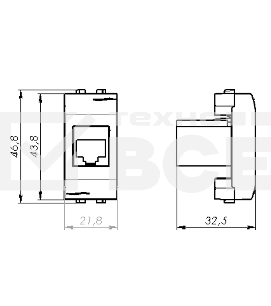 Розетка телефонная DKC Brava 76120B RJ12, 6P6C, 1 мод. белая