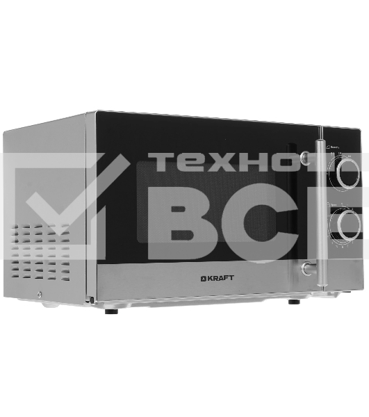 Микроволновая печь Kraft KF-20MW7S-200M серебристый, 20 л, 700 Вт, переключатели - поворотный механизм