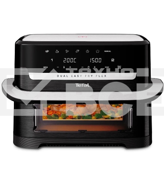 Аэрогриль Tefal Dual Easy Fry Flex EY9228E0 2700Вт черный/серебристый