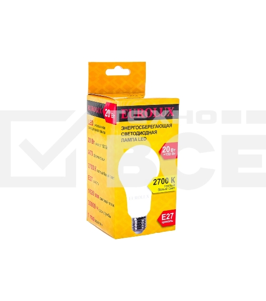 Лампа светодиодная EUROLUX LL-E-A70-20W-230-2,7K-E27