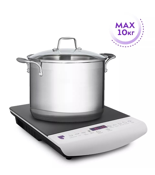 Плита настольная электрическая Kitfort КТ-101 белый/черный, стеклокерамика