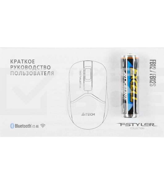 Мышь беспроводная A4Tech Fstyler FB12 белый, 1200 dpi, радиоканал, Bluetooth, USB, кнопки - 3