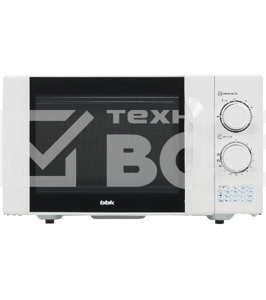 Микроволновая печь BBK 23MWS-927M/W белый, 23 л, 900 Вт, переключатели - поворотный механизм
