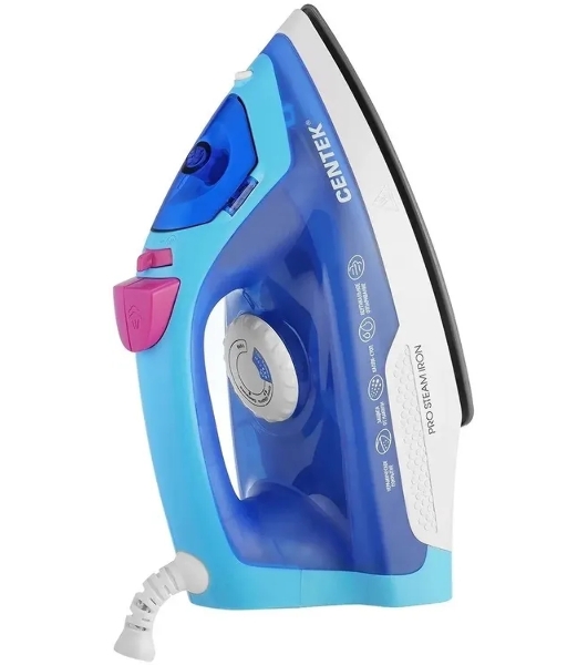 Утюг Centek CT-2348 синий/белый, 1600 Вт, 20 г/мин, 80 г/мин, 200 мл