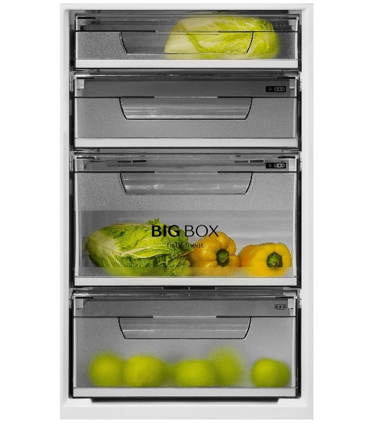 Холодильник BENOIT-344 серебристый металлопласт, с системой онлайн мониторинга двухкамерный 220/124л морозилка снизу, No Frost