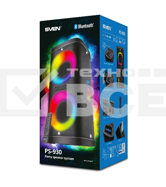 Мобильные колонки Sven PS-930 2.0 чёрные 2x75 W  Bluetooth