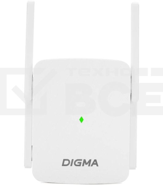 Повторитель беспроводного сигнала Digma D-WR310 (D-WR310V2) N300 Wi-Fi белый