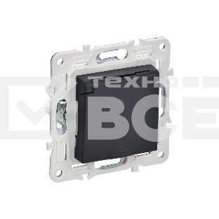 Розетка 1-м IEK SKANDY SK-R11G 16А IP44 с заземл. защ. штроки с крышкой графит SK-R16-16-44-K53