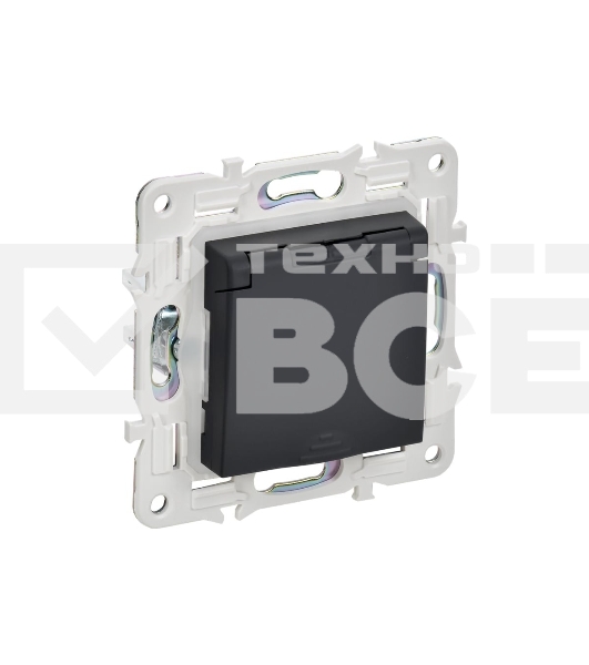 Розетка 1-м IEK SKANDY SK-R11G 16А IP44 с заземл. защ. штроки с крышкой графит SK-R16-16-44-K53
