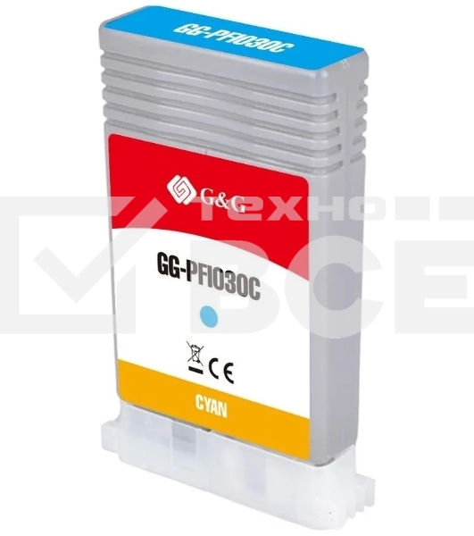 Картридж струйный G&G GG-PFI030C PFI-030C голубой (55мл) для Canon imagePrograf TA-20/30 TM-240/340