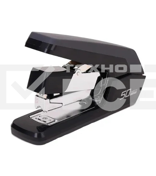 Степлер настольный Deli E0371black Exceed 24/6 26/6 26/8 (50листов) снижение усилия черный 100скоб коробка