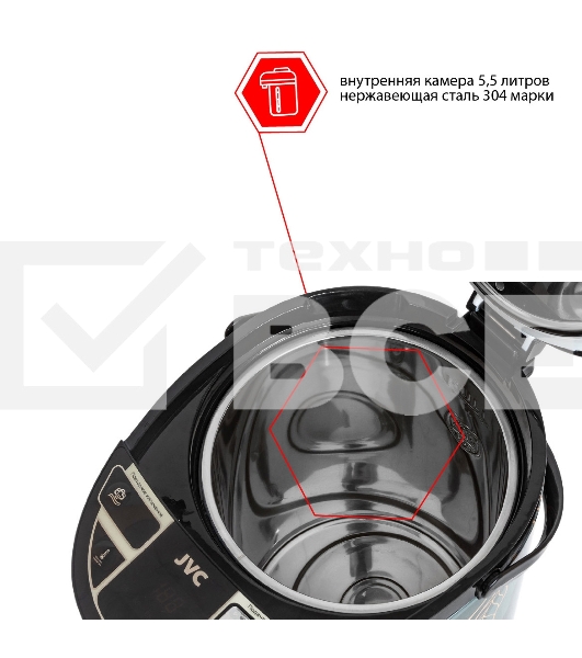 Термопот JVC JK-TP1047 5,5 л, 1450 Вт, темно-зеленый с золотым