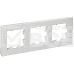 Рамка 3-местная IEK BRITE РУ-3-Бр DECOR рифленый белый, фото 1