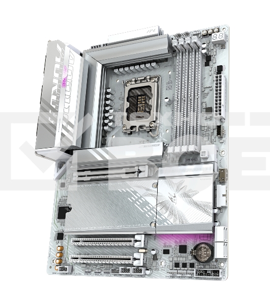 Материнская плата Gigabyte B860 AORUS ELITE WIFI7 ICE, LGA 1851, Intel B860, 4xDDR5, 4xSATA, 3xM.2, 1xPCIe 5.0 x16, 2xPCIe 4.0 x1, 1xHDMI, 2xDP, 1x 2.5Gb LAN, 6xUSB-A 3.2, 1xUSB-C 3.2, 4xUSB-A 2.0, 2x3.5 мм, 7.1, ATX
