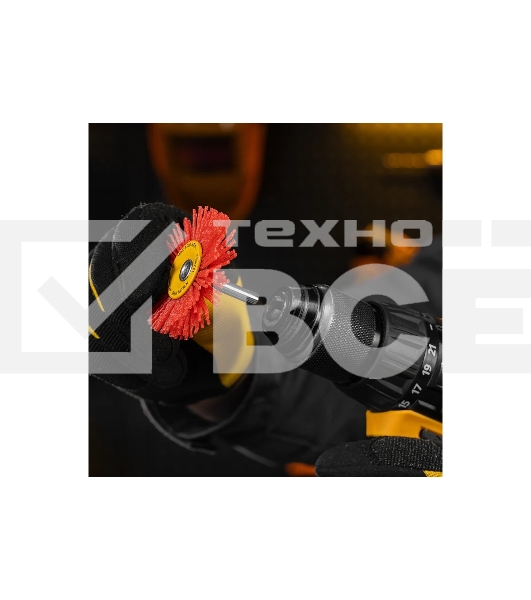 Щетка для дрели Denzel 65 мм, плоская, со шпилькой, нейлоновая щетина