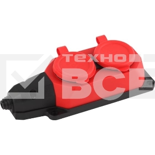 Колодка каучуковая ЭРА с/з 2 гн 16A IP44 красная (12/120/720)