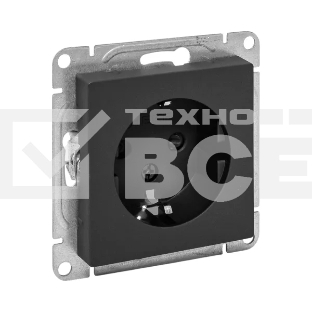 Механизм розетки EKF UP1-SOB-111 16А, с заземлением, со шторками, черный Эпика