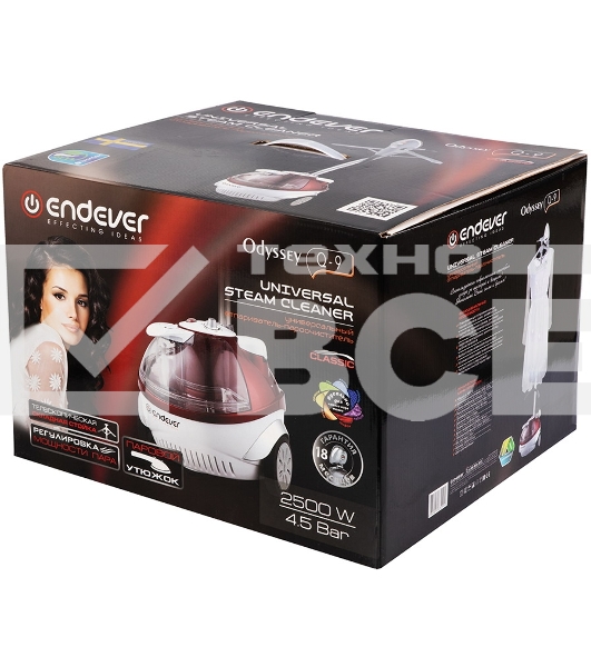 Отпариватель Endever Odyssey Q-9 красный/белый, 2500 Вт, 90 г/мин, 2300 мл