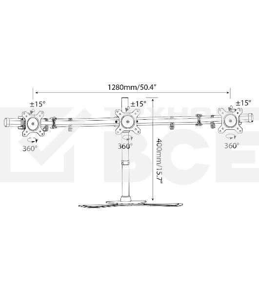 Кронштейн для мониторов Cactus CS-VM-MP330S-BK черный 15