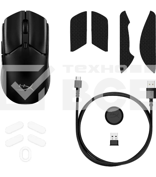 Мышь беспроводная/проводная HyperX Pulsefire Haste 2 Mini черный, 26000 dpi, радиоканал, Bluetooth, USB, кнопки - 6