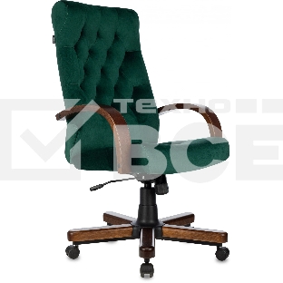 Кресло руководителя Бюрократ T-9928WALNUT Fabric Italia Green зеленый, крестов. металл/дерево