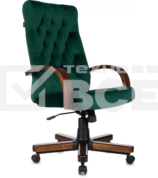 Кресло руководителя Бюрократ T-9928WALNUT Fabric Italia Green зеленый, крестов. металл/дерево