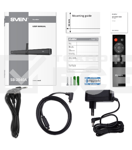 Саундбар SVEN SB-2040A, черный (40 Вт, Bluetooth, HDMI, ПДУ, Optical, USB, дисплей)