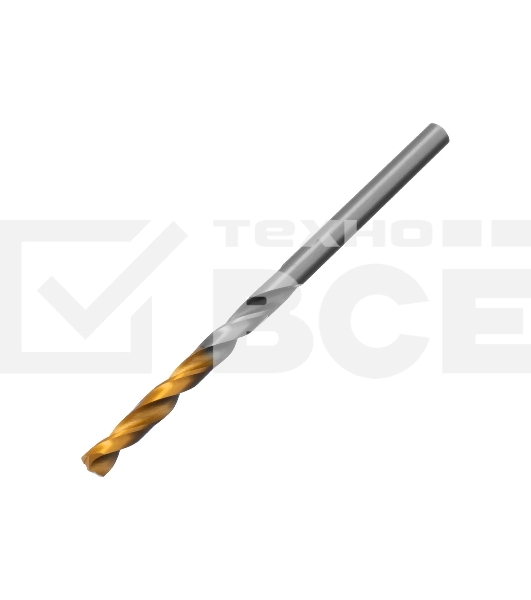 Сверло спиральное по металлу Denzel 4 x 75мм, Р6М5, Golden Tip, многогранная заточка