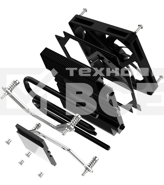 Кулер для процессора ID-COOLING IS-23i черный LGA1851/1700/1200/115X низкопрофильный высота 23мм (48шт/кор, TDP 45W, PWM, 2 тепл.трубки, медная база, FAN 80мм) BOX